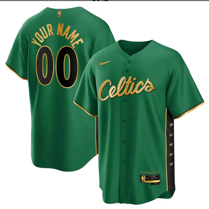 Men Boston Celtics Baseball Custom green NBA Jersey